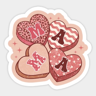 Retro Valentine Mama Heart Candy Pink Leopard Print Sticker